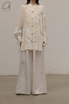 Mutedance 24 Spring/Summer Silk Elastic Waist Loose Pants MD-MD24SS10-HUIBAI hoary PM114